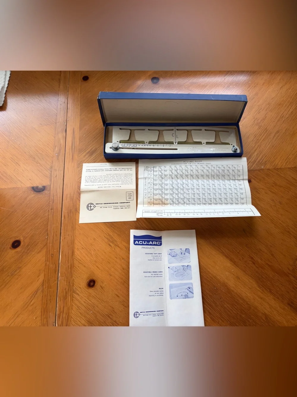 Hoyle Engineering Company Acu-Arc Ruler Adjustable Curve Drafting Tool Complete